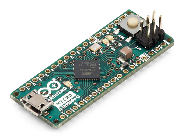 Vue de l’Arduino Micro sans broches soudées